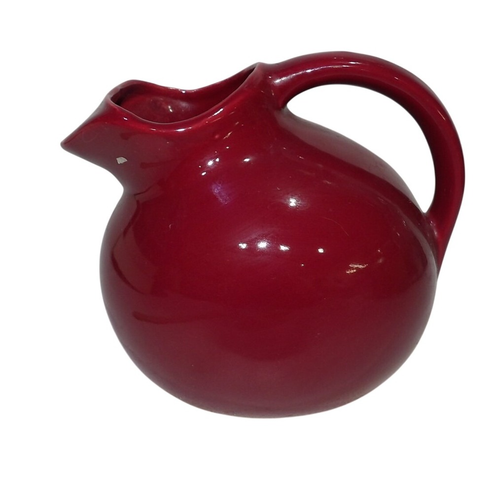 Vintage Burgundy Red Hall USA Ball Pitcher Mid Century Modern Pottery